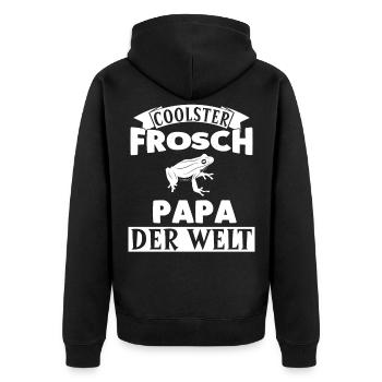 Frösche Frosch Papa - Unisex Premium Bio Zip Hoodie - Schwarz - Hinten - Nico (187cm)