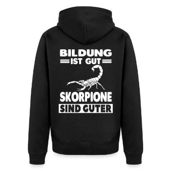 Skorpion - Unisex Premium Bio Zip Hoodie - Schwarz - Hinten - Nico (187cm)