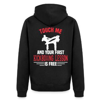 Kickboxing Kickboxer Martial Arts Boxer Sparring - Unisex Premium Bio Zip Hoodie - Schwarz - Hinten - Nico (187cm)