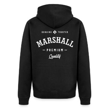 Mens Marshall Original Funny Personalized Name - Unisex Premium Organic Zip Hoodie - black - Back - Nico (187cm)