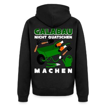 Galabau Gartenbau Werkzeug Galabauer - Unisex Premium Bio Zip Hoodie - Schwarz - Hinten - Nico (187cm)
