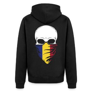 Dia De Los Muertos - Romania Skull - Unisex Premium Bio Zip Hoodie - Schwarz - Hinten - Nico (187cm)