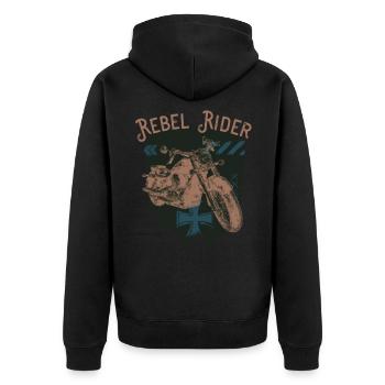 Rebel Rider Moto Vintage Rocker Motard - Veste à capuche bio Premium Unisexe - noir - Dos - Nico (187cm)