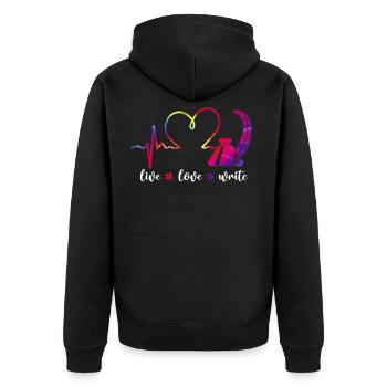 Écrire un roman de cœur Écrivain & - Veste à capuche bio Premium Unisexe - noir - Dos - Nico (187cm)