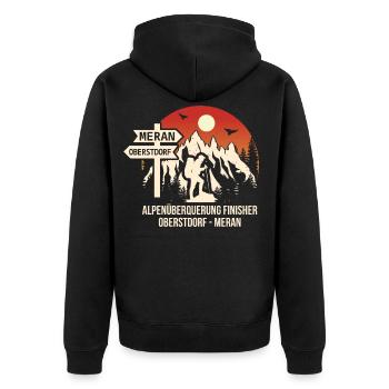 Alpenüberquerung Oberstdorf Meran E5 - Unisex Premium Bio Zip Hoodie - Schwarz - Hinten - Nico (187cm)