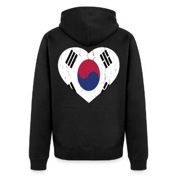 SOUTH KOREA - Unisex Premium Organic Zip Hoodie - black - Back - Nico (187cm)