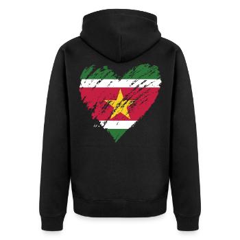 suriname - Unisex Premium Bio Zip Hoodie - Schwarz - Hinten - Nico (187cm)