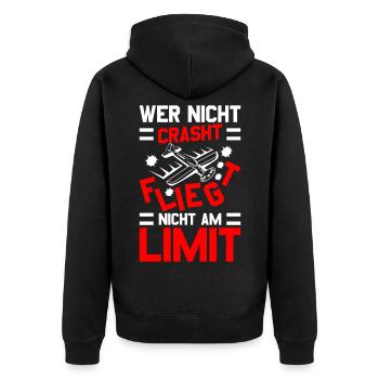 Modellflug Modellbauer Modellflieger Modelflug - Unisex Premium Bio Zip Hoodie - Schwarz - Hinten - Nico (187cm)