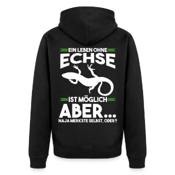 Terrarium Echse Echsen - Unisex Premium Bio Zip Hoodie - Schwarz - Hinten - Nico (187cm)
