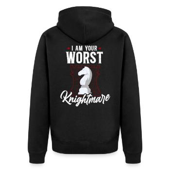 Chess Player Chess Piece Vintage - Unisex Premium Bio Zip Hoodie - Schwarz - Hinten - Nico (187cm)