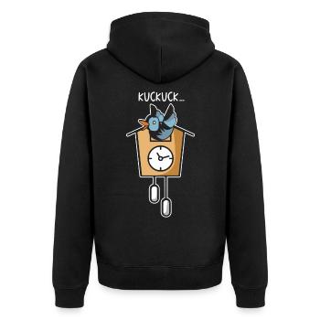 Kuckuck - Unisex Premium Bio Zip Hoodie - Schwarz - Hinten - Nico (187cm)