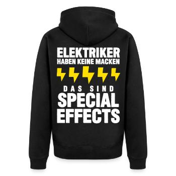 Elektriker Strom Witz Elektromeister - Unisex Premium Bio Zip Hoodie - Schwarz - Hinten - Nico (187cm)