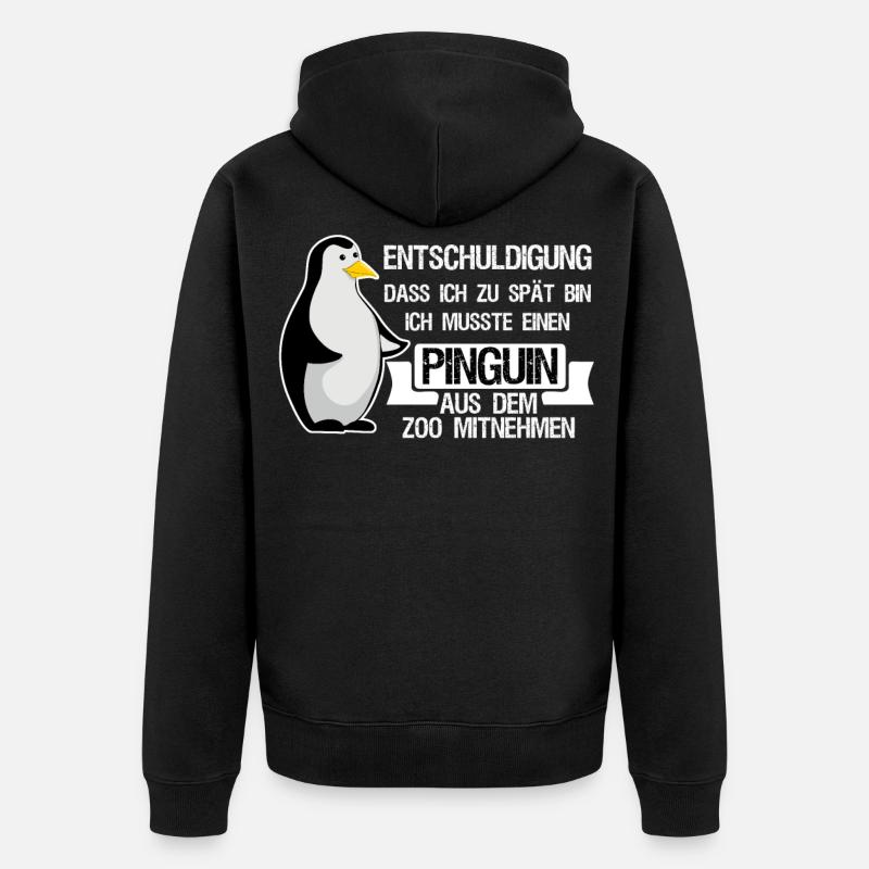 Pinguin Spruch Pinguine - Unisex Premium Bio Zip Hoodie - Schwarz