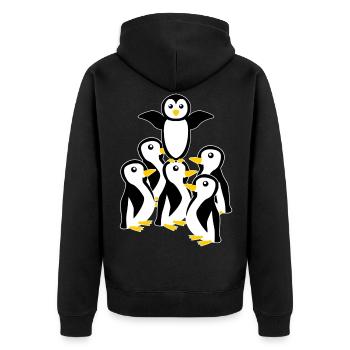 Penguin Penguins - Unisex Premium Organic Zip Hoodie - black - Back - Nico (187cm)