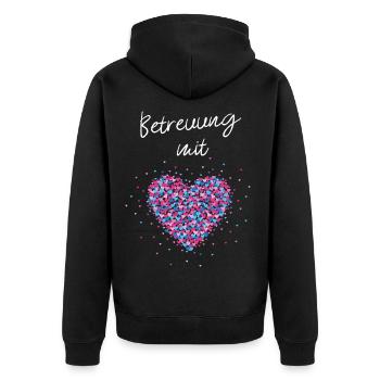 Betreuung mit Herz Herz für Pflegekräfte Geschenk - Unisex Premium Bio Zip Hoodie - Schwarz - Hinten - Nico (187cm)