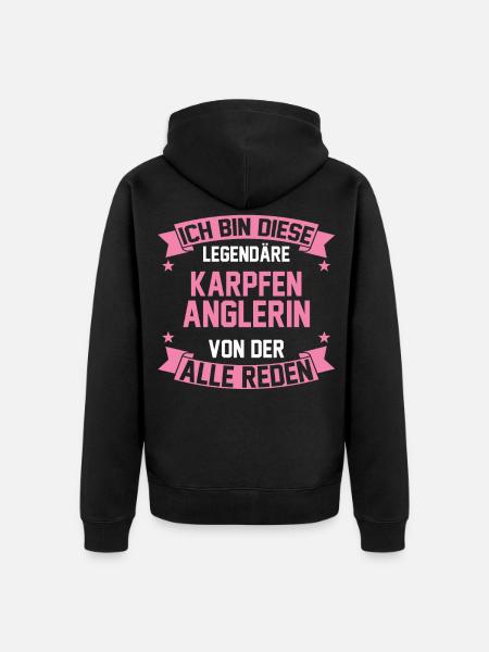 Angeln Angler Anglerin Karpfen - Unisex Premium Bio Zip Hoodie - Schwarz