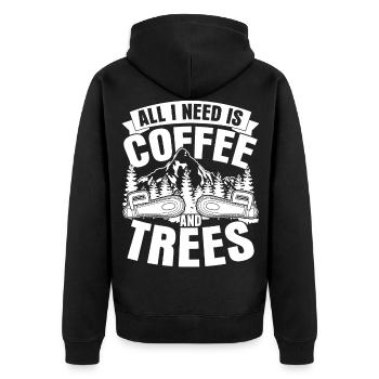 Arborist Trees and Coffee Lumberjack - Unisex Premium Organic Zip Hoodie - black - Back - Nico (187cm)
