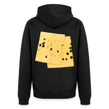 Eine Scheibe Käse für Toastbrot Frühstück - Unisex Premium Bio Zip Hoodie - Schwarz - Hinten - Nico (187cm)