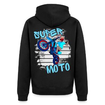 Supermoto / Supermotard / Supermoto Wheelie Bikers - Unisex Premium Organic Zip Hoodie - black - Back - Nico (187cm)