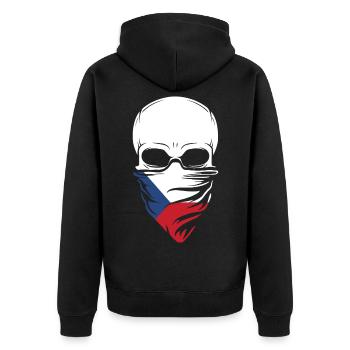 Dia De Los Muertos - Czech Republic Skull - Unisex Premium Bio Zip Hoodie - Schwarz - Hinten - Nico (187cm)