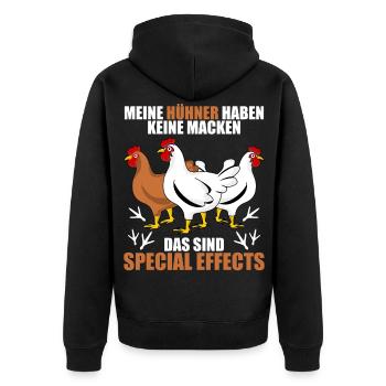 Hühner Hühnerstall Spruch mit Huhn - Unisex Premium Bio Zip Hoodie - Schwarz - Hinten - Nico (187cm)