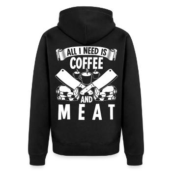Butcher Coffee Butcher Butcher Butcher - Unisex Premium Organic Zip Hoodie - black - Back - Nico (187cm)