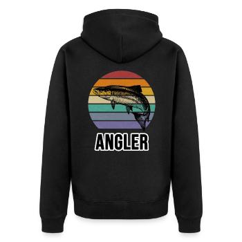 Angler und Fische - Unisex Premium Bio Zip Hoodie - Schwarz - Hinten - Nico (187cm)