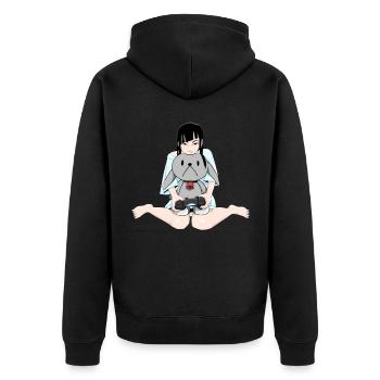 Anime Girl Japanisch Kawaii Gamer Otaku - Unisex Premium Bio Zip Hoodie - Schwarz - Hinten - Nico (187cm)