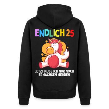 25. Geburtstag 25 Jahre Damen Herren Spruch - Unisex Premium Bio Zip Hoodie - Schwarz - Hinten - Nico (187cm)