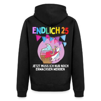 25. Geburtstag 25 Jahre Damen Herren Spruch - Unisex Premium Bio Zip Hoodie - Schwarz - Hinten - Nico (187cm)