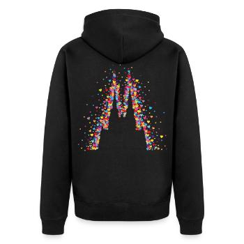 Kölner Dom Köln Karneval Konfetti Herzen - Unisex Premium Bio Zip Hoodie - Schwarz - Hinten - Nico (187cm)