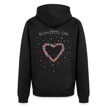 Konfetti im Herzen Karneval Fasching - Unisex Premium Bio Zip Hoodie - Schwarz - Hinten - Nico (187cm)