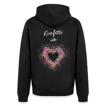 Konfetti im Herz Karneval Konfetti Köln - Unisex Premium Bio Zip Hoodie - Schwarz - Hinten - Nico (187cm)