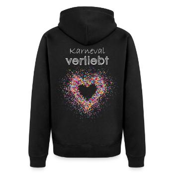 Kölner Karneval Fan Fasching Konfetti - Unisex Premium Bio Zip Hoodie - Schwarz - Hinten - Nico (187cm)