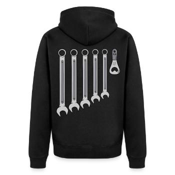 Mechanic Automotive Mechatronics Wrench - Unisex Premium Organic Zip Hoodie - black - Back - Nico (187cm)
