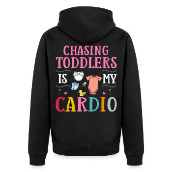 Baby-sitter Assistante maternelle Garde d’enfants Merci - Veste à capuche bio Premium Unisexe - noir - Dos - Nico (187cm)