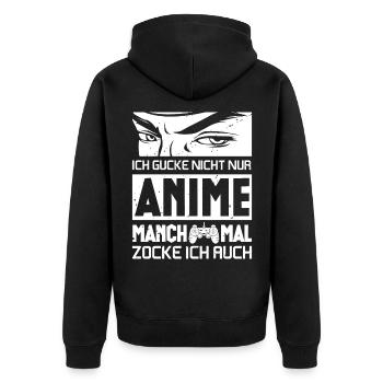 Anime Manga - Unisex Premium Bio Zip Hoodie - Schwarz - Hinten - Nico (187cm)