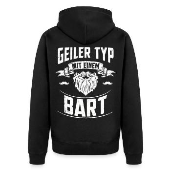 Bart - Unisex Premium Bio Zip Hoodie - Schwarz - Hinten - Nico (187cm)