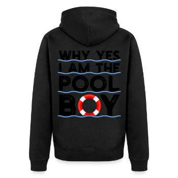 Funny Schwimmen Schwimmer Yes I Am The Pool Boy Ge - Unisex Premium Bio Zip Hoodie - Schwarz - Hinten - Nico (187cm)
