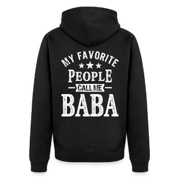Mens Meine Lieblingsleute nennen mich Baba Funny Dad - Unisex Premium Bio Zip Hoodie - Schwarz - Hinten - Nico (187cm)