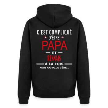 papa Et RENNAIS cadeau citation - Veste à capuche bio Premium Unisexe - noir - Dos - Nico (187cm)