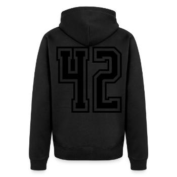 42 Number number - Unisex Premium Organic Zip Hoodie - black - Back - Nico (187cm)