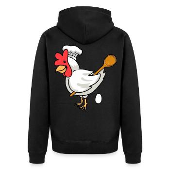 Baker Chicken Egg Cooking Spoon Bakery Egg Bake Cook - Unisex Premium Organic Zip Hoodie - black - Back - Nico (187cm)