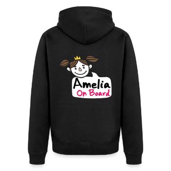 Amelia On Board - Unisex Premium Organic Zip Hoodie - black - Back - Nico (187cm)