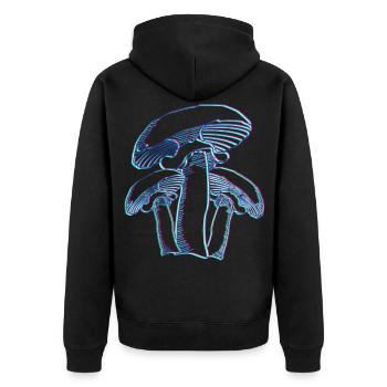 Pilzsammler abstrakte Pilze Pilzsucher - Unisex Premium Bio Zip Hoodie - Schwarz - Hinten - Nico (187cm)