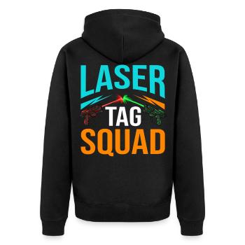 Laser Tag Lasertag Laserspiel Lasergame Spieler - Unisex Premium Bio Zip Hoodie - Schwarz - Hinten - Nico (187cm)