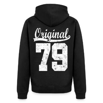Original von 79 - Unisex Premium Bio Zip Hoodie - Schwarz - Hinten - Nico (187cm)