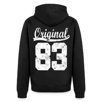 83 born Gift - Unisex Premium Organic Zip Hoodie - black - Back - Nico (187cm)