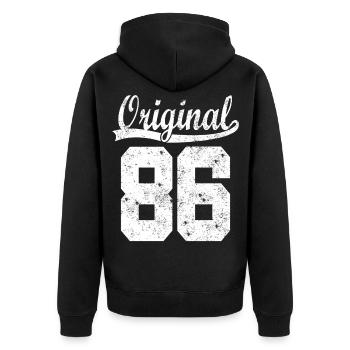86 born Gift - Unisex Premium Organic Zip Hoodie - black - Back - Nico (187cm)