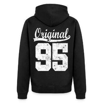 95 born Gift - Unisex Premium Organic Zip Hoodie - black - Back - Nico (187cm)